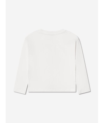 Moncler Enfant Girls Long Sleeve Logo T-Shirt in White la colonne vertébrale