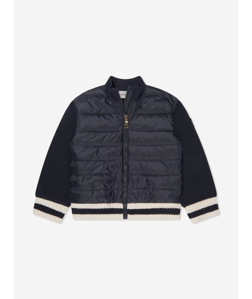 Moncler Enfant Girls Down Padded Zip Up Cardigan in Navy shop