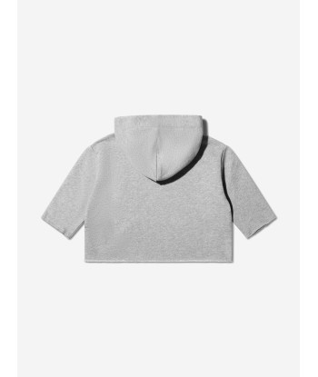 MM6 Maison Margiela Kids Cropped Logo Hoodie In Grey Dans la société mordern