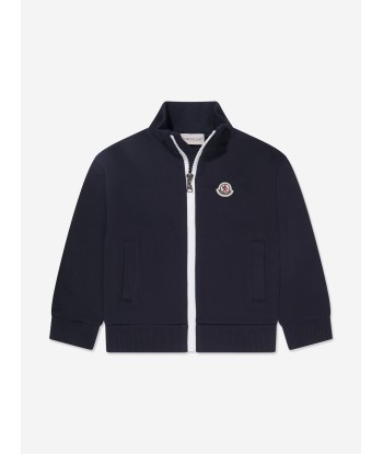 Moncler Enfant Boys Logo Zip Up Sweatshirt in Navy l'achat 