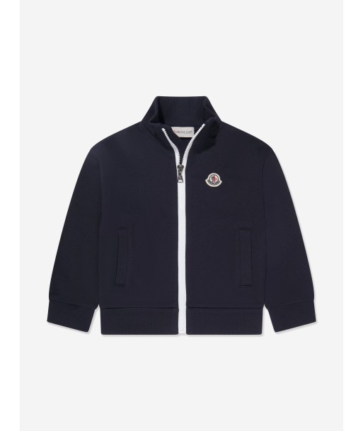 Moncler Enfant Boys Logo Zip Up Sweatshirt in Navy l'achat 