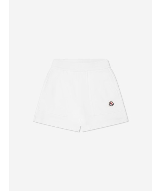 Moncler Enfant Boys Logo Sweat Shorts in White livraison et retour toujours gratuits