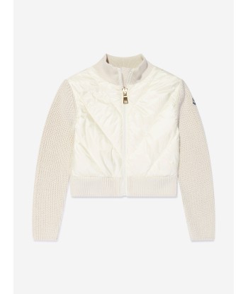 Moncler Enfant Girls Down Padded Zip Up Cardigan in Cream de votre