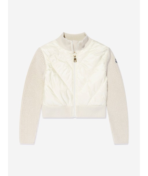 Moncler Enfant Girls Down Padded Zip Up Cardigan in Cream de votre