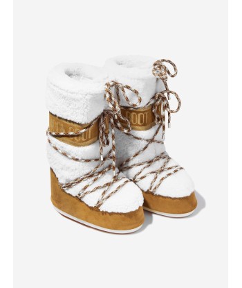 Moon Boot Kids Icon Shearling Boots brillant des détails fins