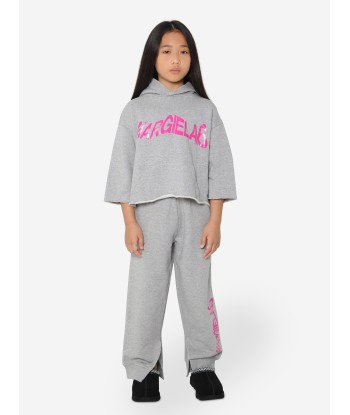 MM6 Maison Margiela Kids Cropped Logo Hoodie In Grey Dans la société mordern