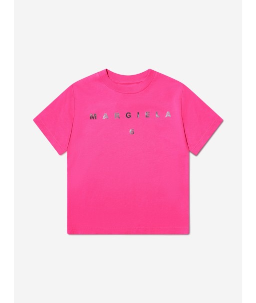 MM6 Maison Margiela Kids Logo T-Shirt In Pink brillant des détails fins