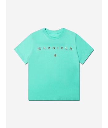 MM6 Maison Margiela Kids Logo T-Shirt In Aquamarine votre restaurant rapide dans 