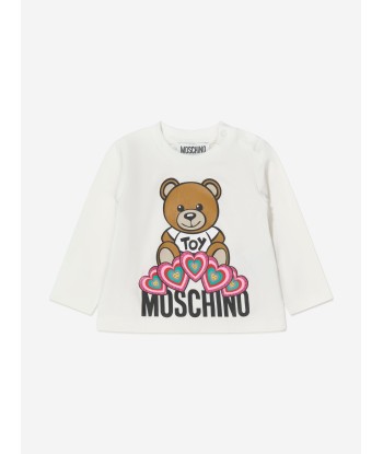 Moschino Baby Girls Long Sleeve Teddy Hearts T-Shirt Economisez 