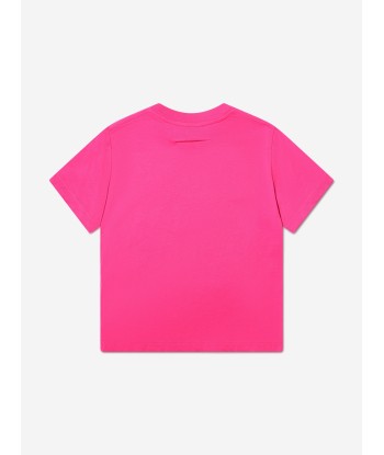 MM6 Maison Margiela Kids Logo T-Shirt In Pink brillant des détails fins