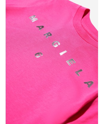 MM6 Maison Margiela Kids Logo T-Shirt In Pink brillant des détails fins