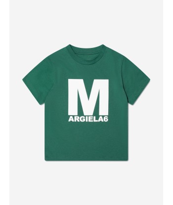 MM6 Maison Margiela Kids Logo Print T-Shirt In Green d'Europe débarque