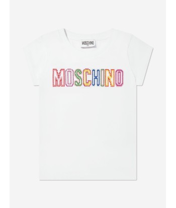 Moschino Girls Logo T-Shirt in White paiement sécurisé