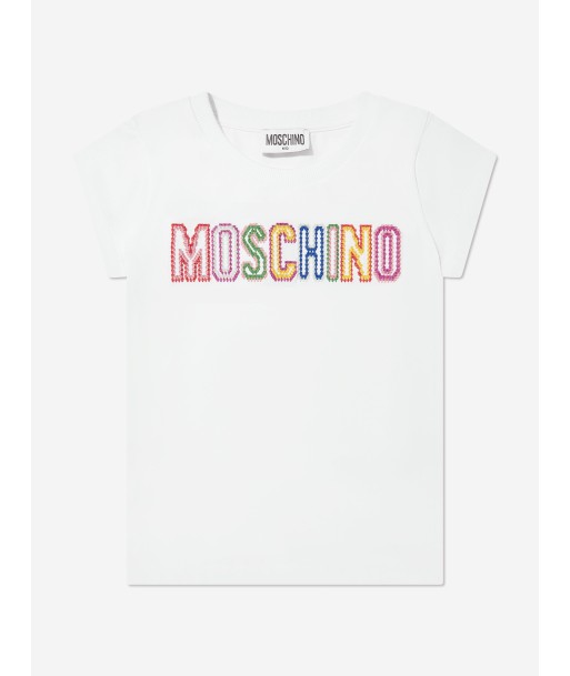 Moschino Girls Logo T-Shirt in White paiement sécurisé