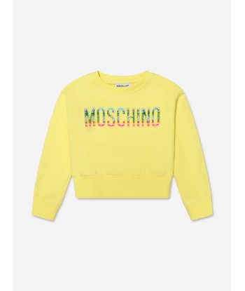 Moschino Girls Cropped Logo Sweatshirt in Yellow en ligne