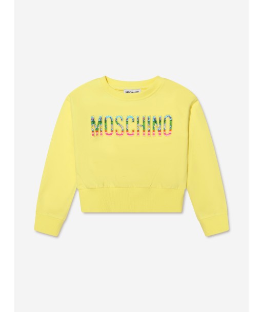 Moschino Girls Cropped Logo Sweatshirt in Yellow en ligne