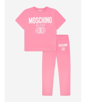 Moschino Girls Maxi T-Shirt And Leggings Set in Pink pas cheres