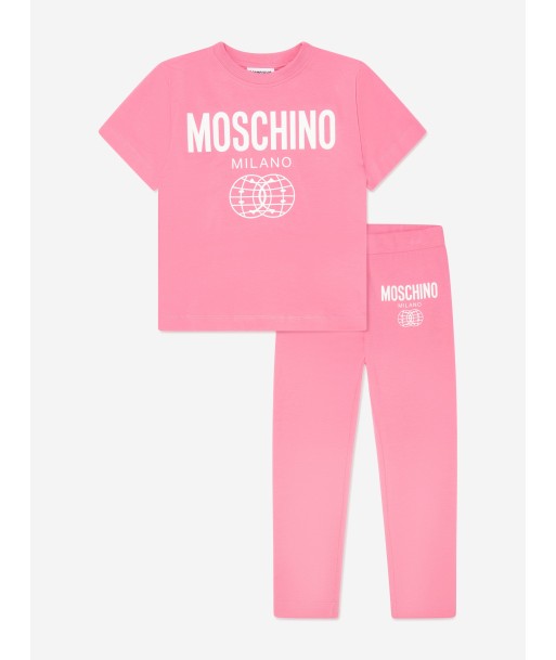 Moschino Girls Maxi T-Shirt And Leggings Set in Pink pas cheres