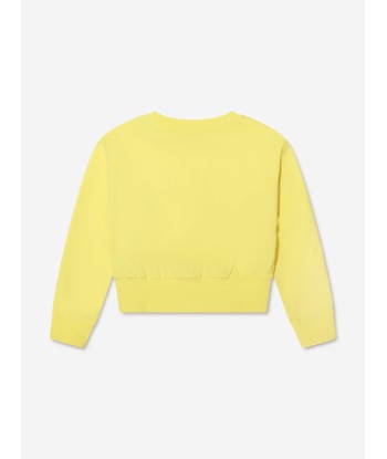 Moschino Girls Cropped Logo Sweatshirt in Yellow en ligne