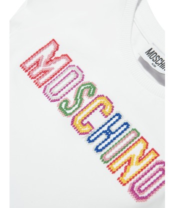 Moschino Girls Logo T-Shirt in White paiement sécurisé