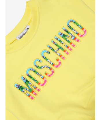 Moschino Girls Cropped Logo Sweatshirt in Yellow en ligne