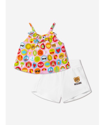 Moschino Girls Sleeveless Top And Shorts Set in Multicolour Pour