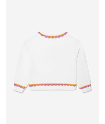 Moschino Girls Embroidered Logo Sweatshirt in White Voir les baskets