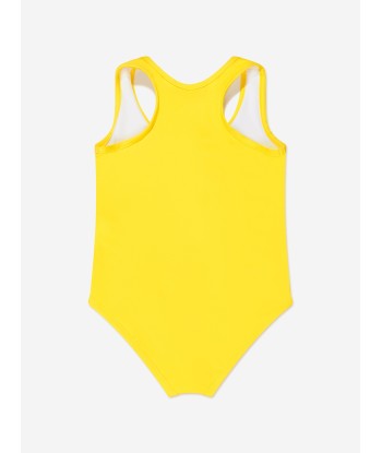 Moschino Girls Teddy Logo Swimming Costume in Yellow Fin de série