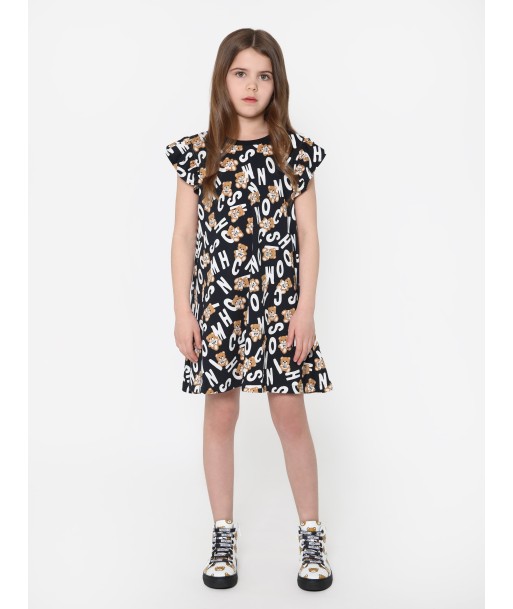 Moschino Girls Teddy Logo Print Dress in Black sur le site 