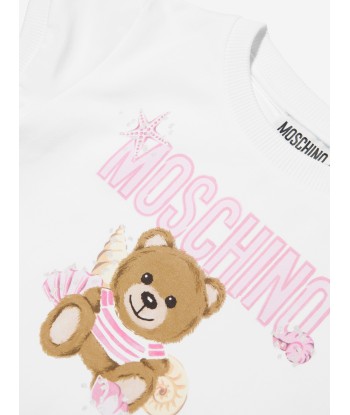 Moschino Girls Teddy Sea Shells Dress in White les ctes