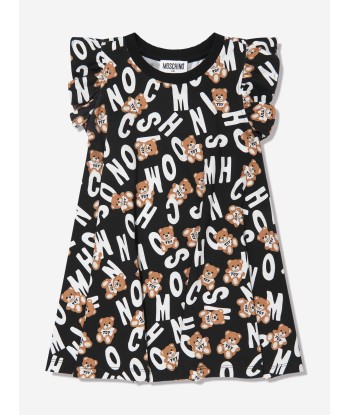 Moschino Girls Teddy Logo Print Dress in Black sur le site 