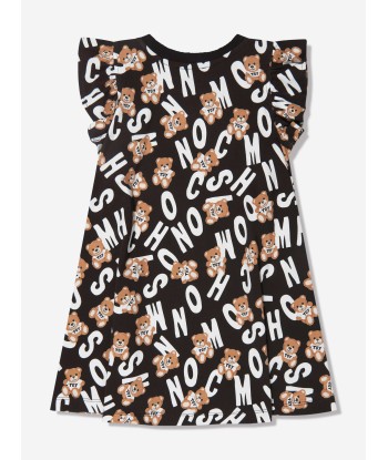 Moschino Girls Teddy Logo Print Dress in Black sur le site 