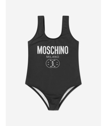 Moschino Girls Milano Logo Swimming Costume in Black Economisez 