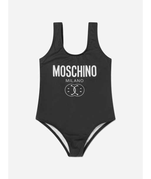 Moschino Girls Milano Logo Swimming Costume in Black Economisez 