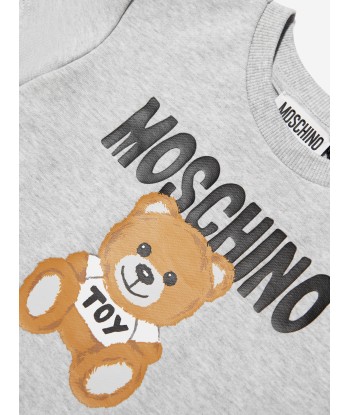 Moschino Girls Teddy Logo Dress in Grey en linge