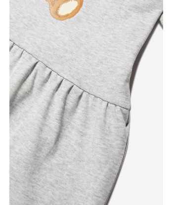 Moschino Girls Teddy Logo Dress in Grey en linge