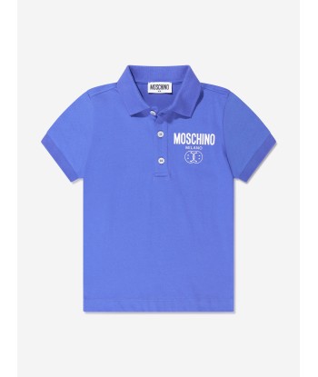 Moschino Boys Milano Logo Polo Shirt in Blue la colonne vertébrale