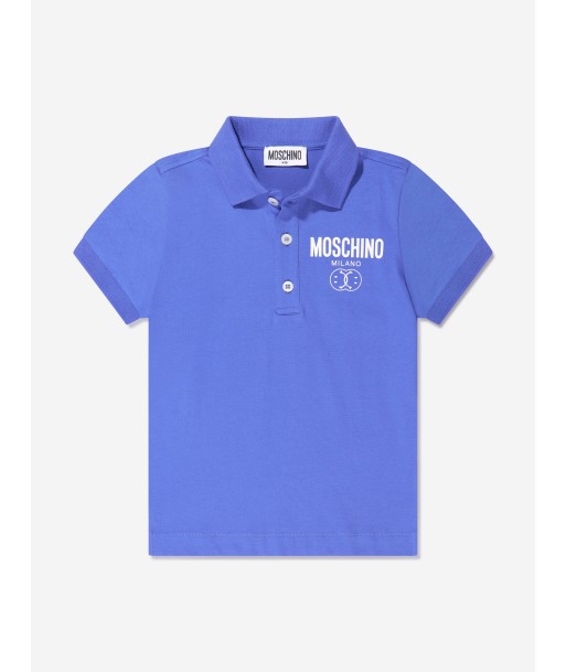 Moschino Boys Milano Logo Polo Shirt in Blue la colonne vertébrale