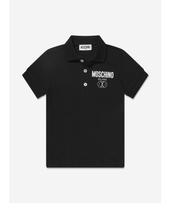 Moschino Boys Milano Logo Polo Shirt in Black de pas cher