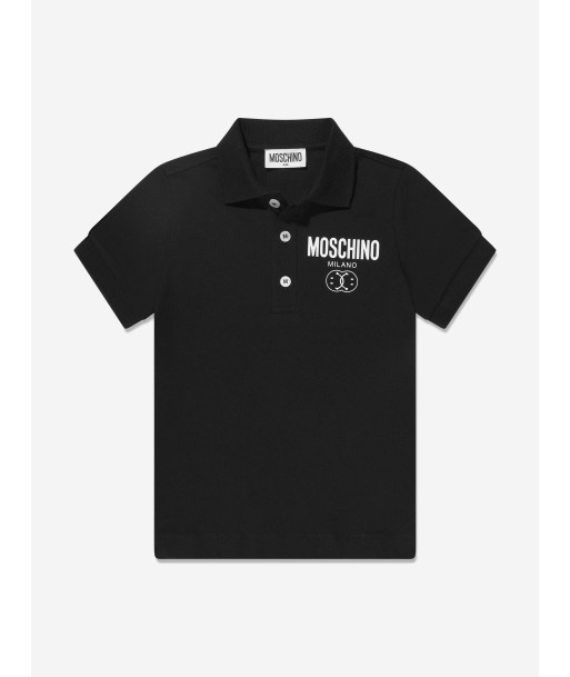 Moschino Boys Milano Logo Polo Shirt in Black de pas cher