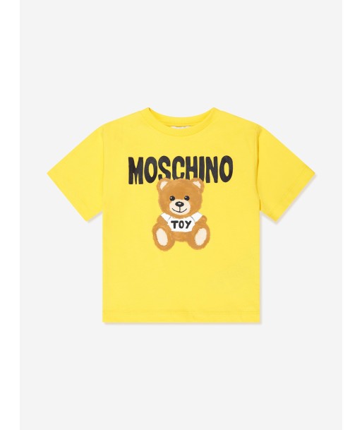 Moschino Kids Teddy Logo Maxi T-Shirt in Yellow Venez découvrir notre 