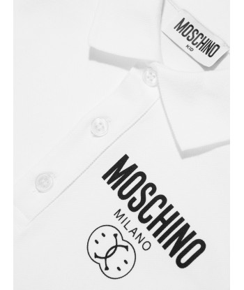 Moschino Boys Milano Logo Polo Shirt in White Découvrez la collection