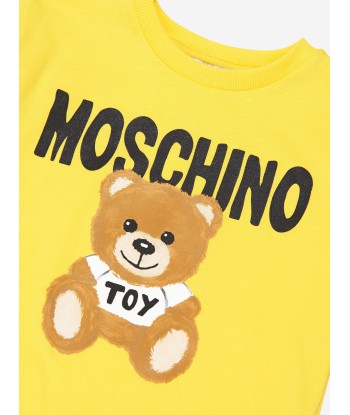 Moschino Kids Teddy Logo Maxi T-Shirt in Yellow Venez découvrir notre 