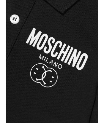 Moschino Boys Milano Logo Polo Shirt in Black de pas cher