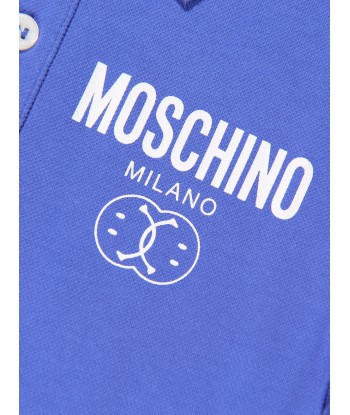 Moschino Boys Milano Logo Polo Shirt in Blue la colonne vertébrale