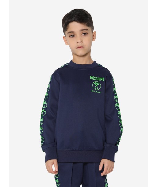 Moschino Boys Milano Logo Sweatshirt in Blue français