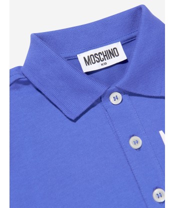 Moschino Boys Milano Logo Polo Shirt in Blue la colonne vertébrale