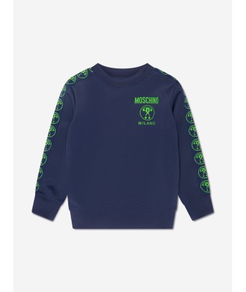 Moschino Boys Milano Logo Sweatshirt in Blue français