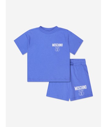 Moschino Boys Milano Logo T-Shirt And Shorts Set in Blue en linge