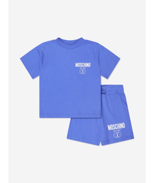 Moschino Boys Milano Logo T-Shirt And Shorts Set in Blue en linge